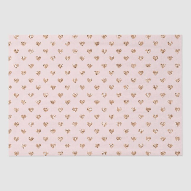 Blush Pink Gold Glitzer Herz Seidenpapier (Vorderseite)