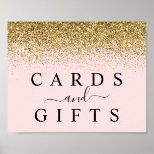Blush Pink & Gold Glitzer Karten & Geschenktische Poster