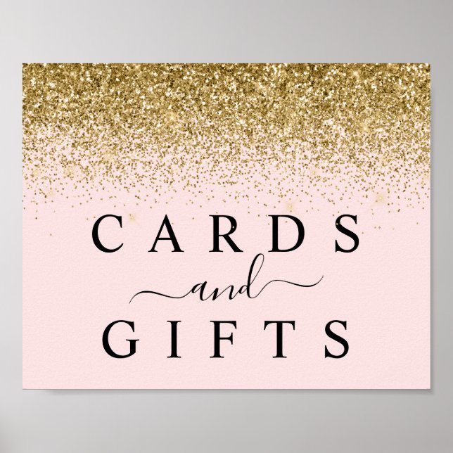 Blush Pink & Gold Glitzer Karten & Geschenktische  Poster (Vorne)