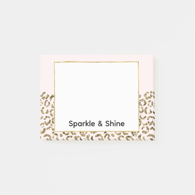 Blush Pink Gold Glitzer Leopard Post-it Klebezettel (Vorderseite)