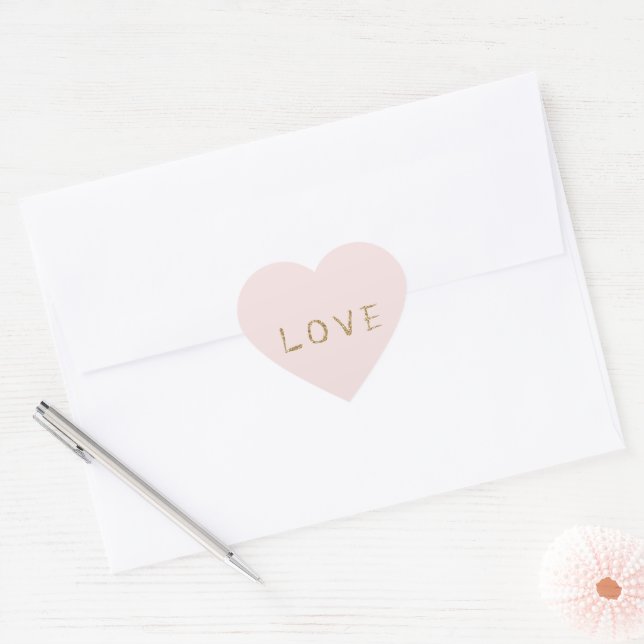 Blush Pink Gold Glitzer Liebe Herz-Aufkleber (Umschlag)