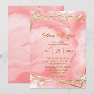 Blush Pink Gold Glitzer Märchenhafte Hochzeit Einladung