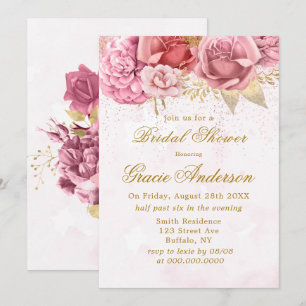 Blush Pink Gold Glitzer Peak Brautparty Einladung