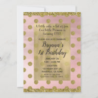 Blush Pink & Gold Glitzer Polka Dots 1. Geburtstag