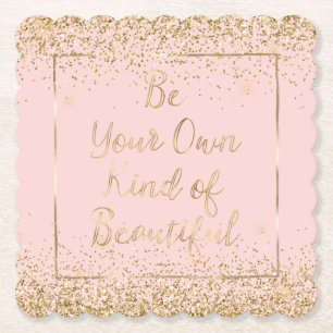 Blush Pink Gold Glitzer Schönes Zitat Untersetzer