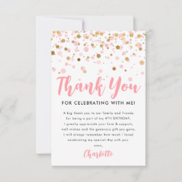 Blush Pink Gold Glitzer Sparkle Confetti Geburtsta Dankeskarte