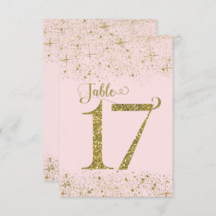 Blush Pink Gold Glitzer Tischnummern Nummer 17