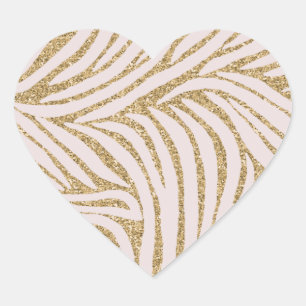 Blush Pink Gold Glitzer Zebra Herz-Aufkleber