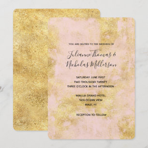 Blush Pink Gold Grunge Wedites Einladungen
