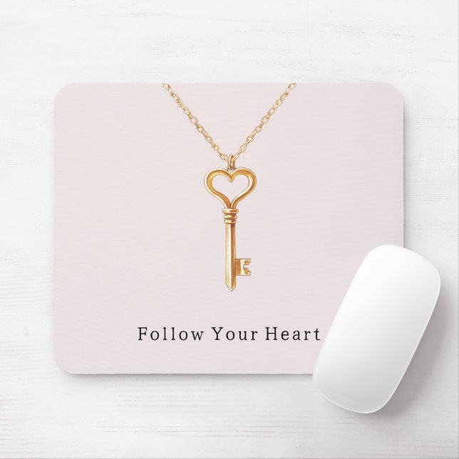 Blush Pink Gold Heart Chain  Mousepad (Mit Mouse)