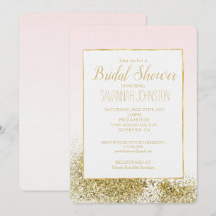 Blush Pink Gold Imitats Glitzer Sparkone Einladung