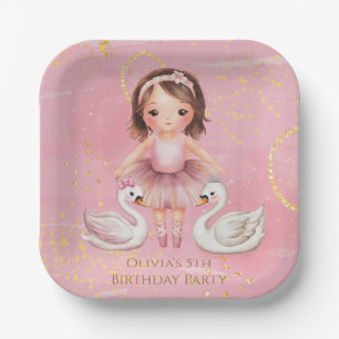 Blush Pink Gold Ink Ballerina 00. Geburtstagsparty Pappteller