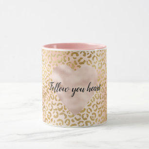 Blush Pink Gold Leopard Herz Tasse