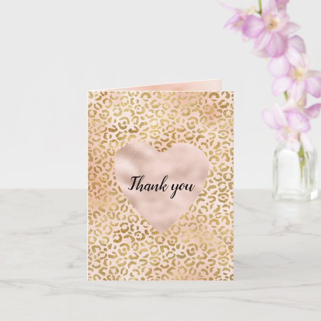 Blush Pink Gold Leopard Herzlichen Dank Karte (Orchidee)