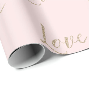 Blush Pink Gold Luxe Glitzer Liebe   Geschenkpapier