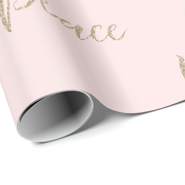 Blush Pink Gold Luxe Glitzer Peace       Geschenkpapier (Rolleneckpunkt)