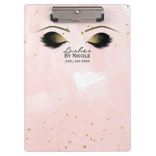 Blush Pink & Gold Makeuyes Lashes Personalisiert Klemmbrett
