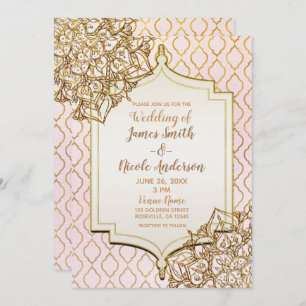 Blush Pink Gold marokkanische arabische Nächte Hoc Einladung