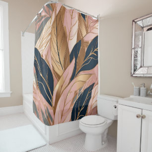 Blush Pink Gold Moderne Boho Blätter Collection Duschvorhang