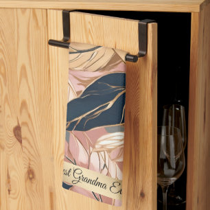 Blush Pink Gold Moderne Boho Blätter Collection Geschirrtuch