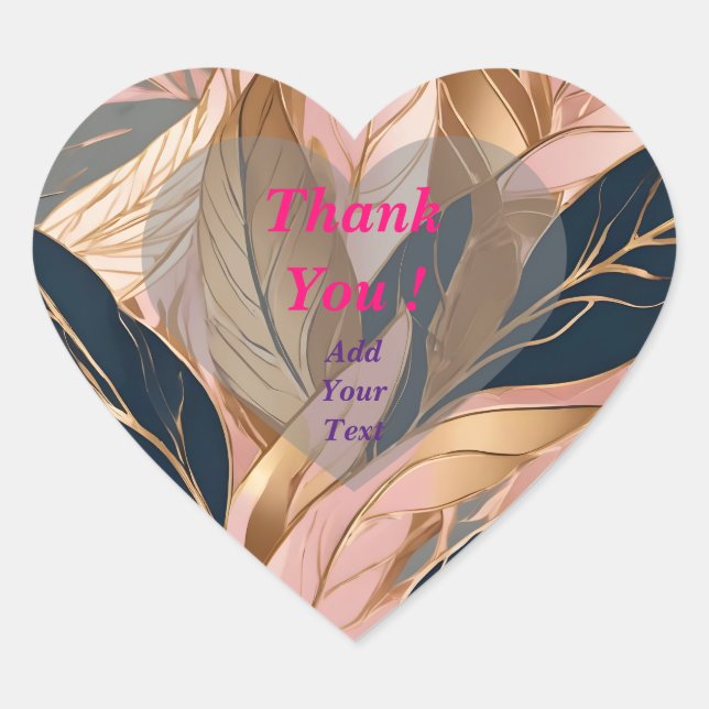 Blush Pink Gold Moderne Boho Blätter Collection Herz-Aufkleber (Vorderseite)