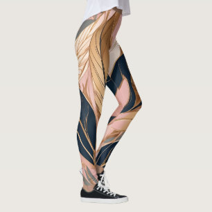 Blush Pink Gold Moderne Boho Blätter Collection Leggings
