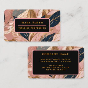 Blush Pink Gold Moderne Boho Blätter Collection Visitenkarte