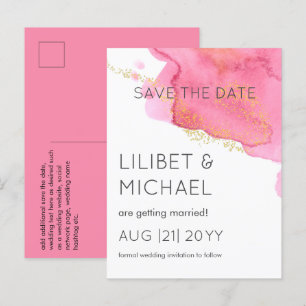 Blush Pink Gold Moderne Hochzeiten Rett Termine Postkarte