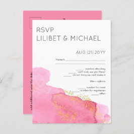 Blush Pink Gold Moderne Hochzeitserie RSVP mit Men Postkarte