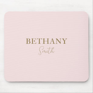 Blush Pink Gold Name Modern Mousepad