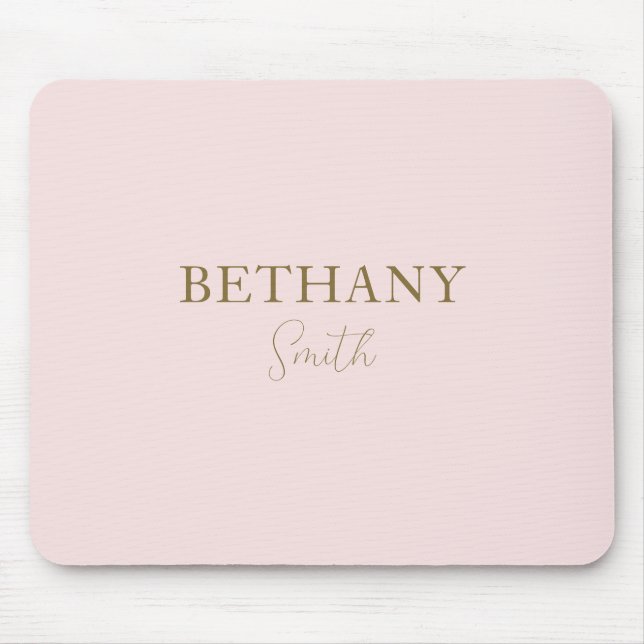 Blush Pink Gold Name Modern Mousepad (Vorne)