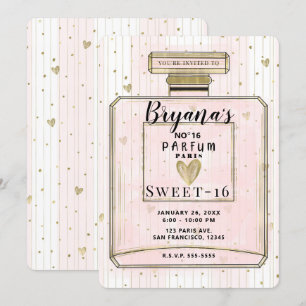 Blush Pink & Gold Paris Parfum Süßer 16. Geburtsta Einladung