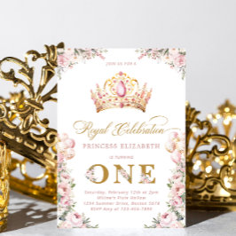 Blush Pink Gold Prinzessin 1. Geburtstag Party Kro Einladung
