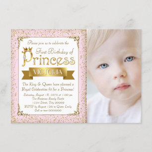 Blush Pink Gold Prinzessin Erster Geburtstag Einla Einladung
