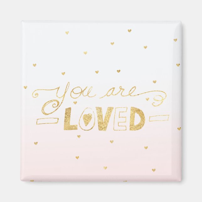 Blush Pink Gold Sie lieben Herz Ombre Magnet (Vorne)