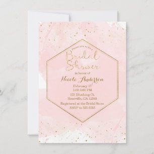 Blush Pink & Gold Spritzer Modernes Brautparty Einladung