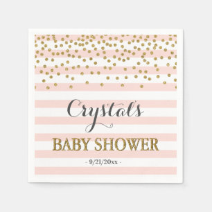 Blush Pink Gold Stripe Confetti Baby Girl Dusche Serviette