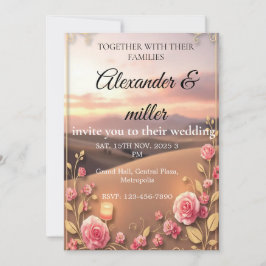 Blush Pink & Gold Sunset Wedding InvitatInvitation Einladung