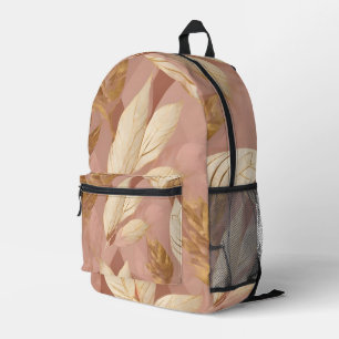 Blush Pink Gold Trendy Boho Blätter Collection Bedruckter Rucksack