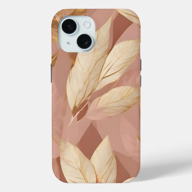 Blush Pink Gold Trendy Boho Blätter Collection Case-Mate iPhone Hülle (Rückseite)