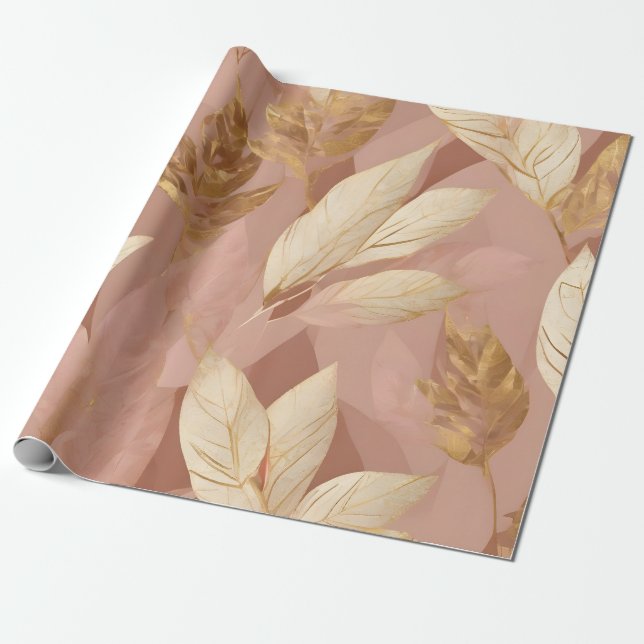 Blush Pink Gold Trendy Boho Blätter Collection Geschenkpapier (Ungerollt)