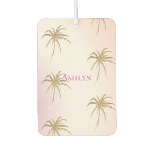 Blush Pink Gold Tropical Palm Trees Autolufterfrischer
