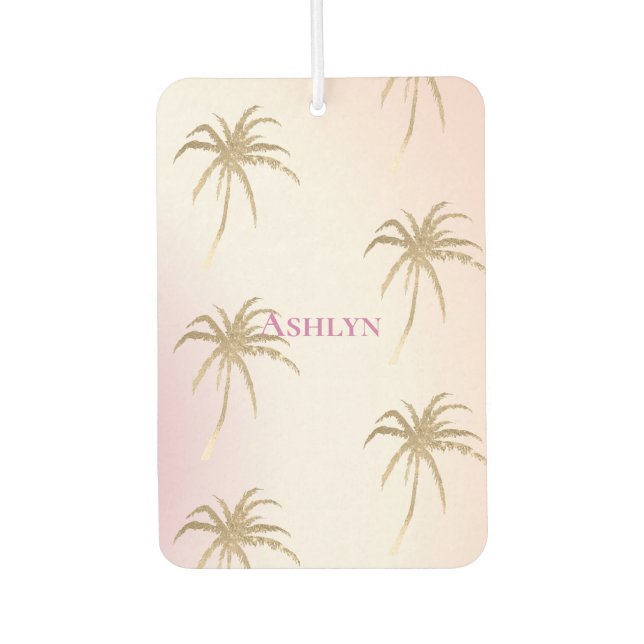 Blush Pink Gold Tropical Palm Trees Autolufterfrischer (Vorderseite)