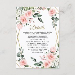 Blush Pink Gold und Weiß Blumengrün Hochzeit Begleitkarte