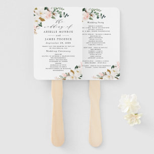 Blush Pink Gold und White Floral Hochzeitsprogramm Fächer