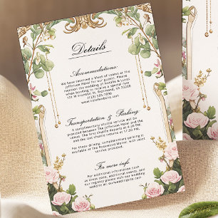 Blush Pink Gold Vintag Blumengarten Details Karte