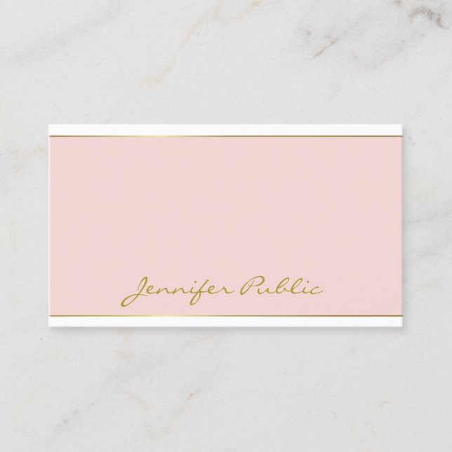 Blush Pink Gold Vorlage Handgeschriebene Script Ch Visitenkarte (Vorderseite)
