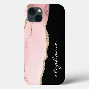 Blush Pink Gold Wasserfarbe Achat Personalisiert Case-Mate iPhone Hülle