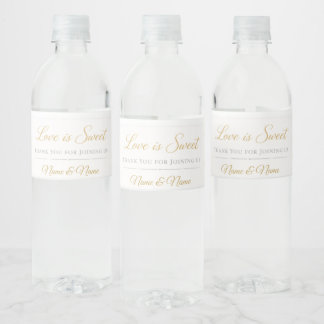 Blush Pink & Gold Wedding Water Bottle Label –🤍   Wasserflaschenetikett