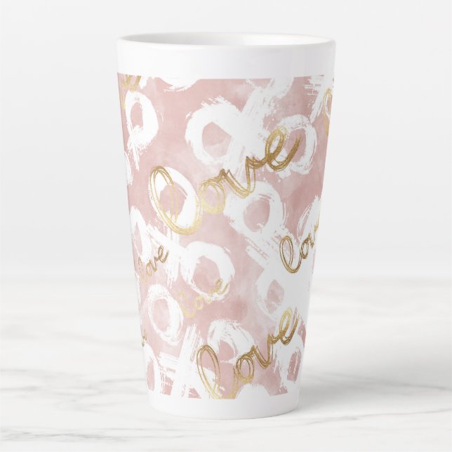 Blush Pink Gold White XOXO Love Milchtasse (Vorderseite)
